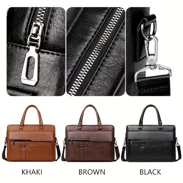 Men’s Brown Laptop Briefcase – 14" & 15.6" Business Travel Bag with Multiple Pockets & Durable Design - Image 7