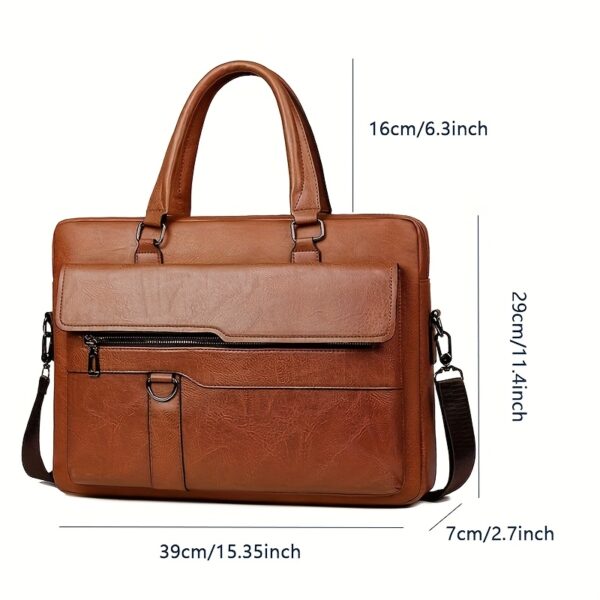 Men’s Brown Laptop Briefcase – 14" & 15.6" Business Travel Bag with Multiple Pockets & Durable Design - Image 6