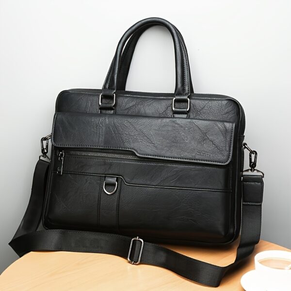 Men’s Brown Laptop Briefcase – 14" & 15.6" Business Travel Bag with Multiple Pockets & Durable Design - Image 4